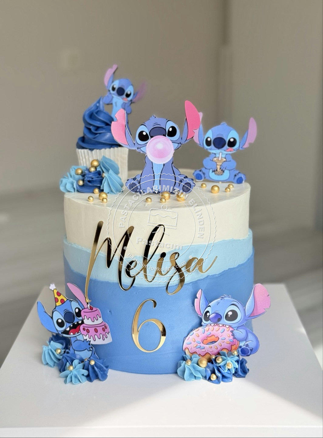 Stitch Doğum Günü Pastası — stitch pasta, tasarım pasta, mavi pasta