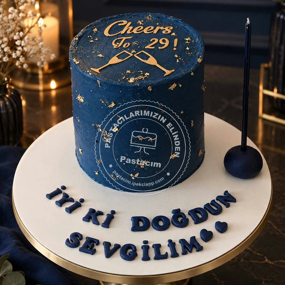 Lacivert Erkek Doğum Günü Pastası — lacivert pasta, butik pasta, butik özel tasarım pasta