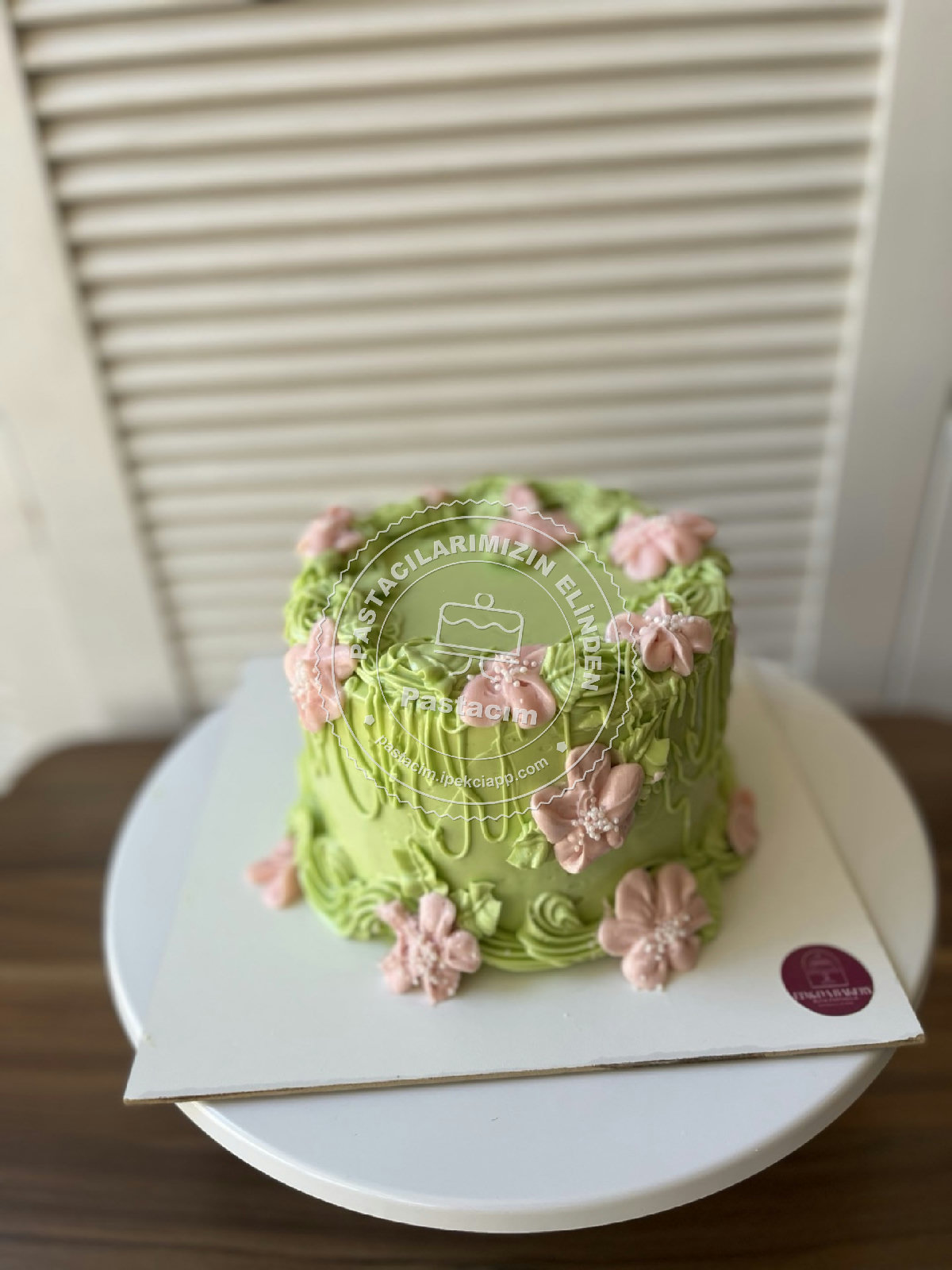 Bahar Doğum Günü Pastası — bahar pastası, buttercream pasta, yeşil pasta