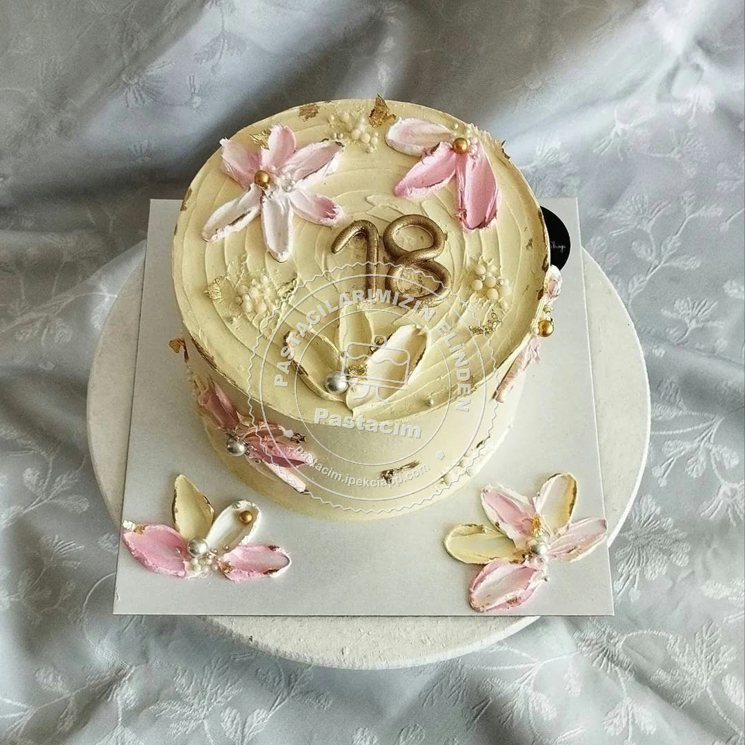 Pastel 18 Yaş Pastası — pastel pasta, buttercream pasta, kelebek pasta